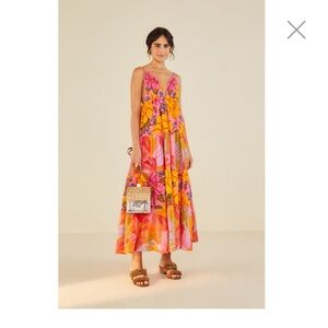 Farm Rio Mixed Pink Prints Maxi - NEVER WORN - size small